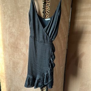 Free People Intimately Black Silk Wrap Dress